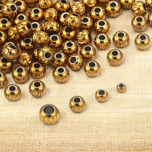 Diamond Cut Round <b>Beads</b> | 18K PVD Gold Plated Stainless Steel Faceted Loose Spacer <b>Beads</b> for DIY <b>Bracelet</b> Necklace <b>Making</b> - Product Image 4