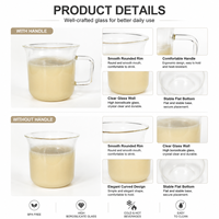 Gobelet à café glacé en verre borosilicate transparent de 10 oz avec logo personnalisé, pour jus, lait, thé, avec poignée, pour café, restaurant, maison