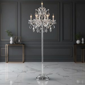 مصباح أرضي ليد كريستالي شفاف حديث مع منشورات زجاجية K9 وحامل تحكم عن بعد لإضاءة غرف النوم وغرف المعيشة بالفندق - Product Image 3