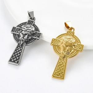 Pendentif croix visage de Jésus en acier inoxydable, style vintage, pour hommes et femmes, amulette punk, collier avec chaîne, bijoux, cadeau, 1 pièce - Product Image 4