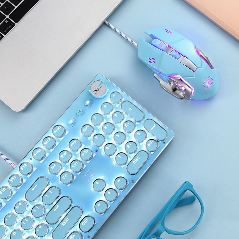 メカニカルゲーミングキーボードとマウスコンボレトロスチームパンク