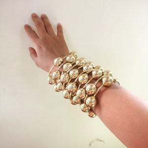 2026 Minimalist Chunky 20mm CCB Gold <strong>Balls</strong> <strong>Bracelets</strong> 18K Plated Punk Layered Bubble Chubby <strong>Bracelet</strong> Stretchy Bangle for Women - Product Image 3