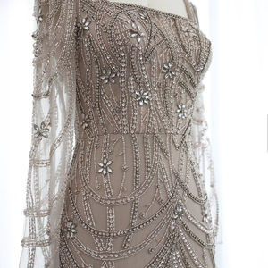 Jancember SZ163 Crystal Dubai cuello cuadrado sirena fiesta de noche Vestidos de Graduación - Product Image 5