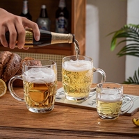 Chope à bière en verre personnalisée avec logo, tasse épaisse transparente avec poignée pour bar, maison, fête