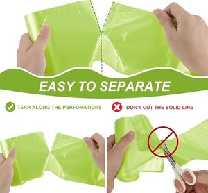 Sacs poubelles en plastique vert durable en rouleau, perforations faciles à déchirer, pour la collecte des déchets - Product Image 1