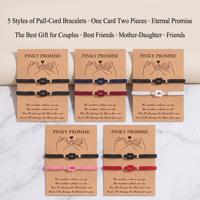 Vente en gros de bracelets de promesse rose en acier inoxydable avec perles et cordon en nylon tressé, lot de 2, cadeau assorti pour couple