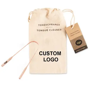 gratte langue Wholesale Eco Friendly Hygiene U Shape Tongue Scrapper Custom 100% Pure Copper Tongue Cleaner Scraper for Adults