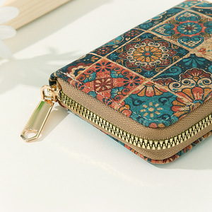 Mode liège Vintage impression porte-clés pochette avec porte-clés de voiture pour hommes femmes petit sac carré décontracté fermeture éclair porte-monnaie <span class=keywords><strong>portefeuille</strong></span> - Product Image 5