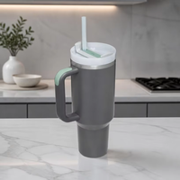 Mug de voyage amélioré en acier inoxydable de 40 oz avec poignée en silicone, double paroi isolée sous vide, sans BPA, écologique, pour le bureau et la voiture