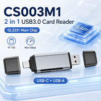 Lecteur de cartes USB 3.0 2-en-1 Type-C USB-A SD TF 5 Gbps avec puce GL3231 en alliage d'aluminium, lecteur portable pour ordinateur portable, téléphone, tablette