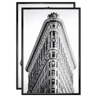 Bingkai Poster Persegi Panjang MDF 24x36 Inci Hitam Kepadatan Tinggi Vertikal/Horizontal Pemasangan Dinding Bingkai Foto Besar