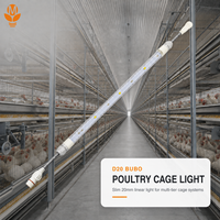 Lampe LED Plug and Play pour volailles 48V DC IP67, tube lumineux dimmable avec prises faciles et clips spéciaux pour systèmes de cages à poulets