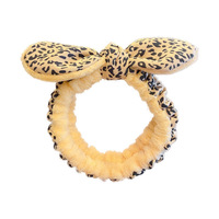 Bandeau en peluche imprimé léopard pour femme, idéal pour le lavage du visage, le maquillage et les masques