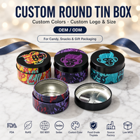 Boîte en étain ronde personnalisée avec couvercle à vis, motif singe street art, pour bonbons, snacks, emballage cadeau, logo personnalisé OEM ODM