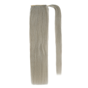 K.Swigs Extension de queue de cheval courte à clipser, Cheveux chinois Remy vierges lisses, Pointes pleines, Gris soyeux, Queue de cheval enveloppante, Extensions longues - Product Image 3