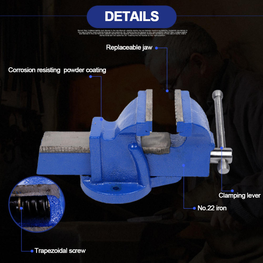 Small hand tool steel bench vise without anvil heavy duty cast iron