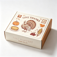 Boîte cadeau personnalisée esthétique en papier kraft biodégradable avec feuille d'argent, production en 72h, pour Thanksgiving