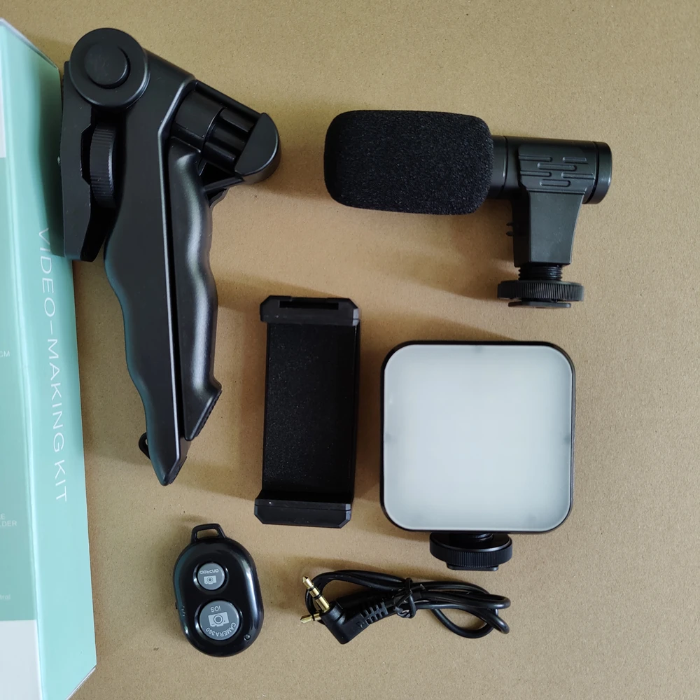 Tabletop Vlogging kit trépied téléphone vidéo avec LED de lumière et de  microphone (VK-01A) - Chine Trépied de Smartphone et trépied de table prix