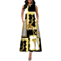 Robe longue sans manches de marque privée pour femmes, jupe à imprimé positionné, robe maxi bohème vintage, robe sexy pour femmes matures