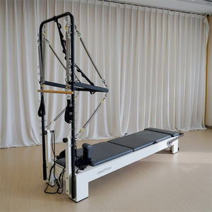 Proveedor de Equipos de Gimnasio Comerciales para el Hogar, Logotipo Personalizado, Color OEM, Madera de Roble, Medio Trapecio, Reformer de Pilates con Torre para Estudio - Product Image 1