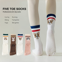 Chaussettes pour femmes antidérapantes à cinq orteils personnalisées imprimé animal mignon pour le cyclisme, la course à pied, la randonnée, le Pilates, la danse et la poignée.