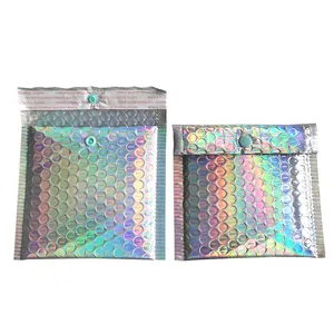 Эко голографические Цветные Металлические Блестящие пузырчатые конверты с застежкой-молнией