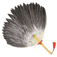 Éventail portable fait main en plumes d'oie, style chinois traditionnel, design Zhuge Liang blanc, pour festivals et fêtes, modèle 001