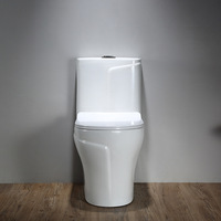 Siphon bleu moderne anti-odeur à double chasse d'eau, une pièce avec bol allongé et finition colorée pour salle de bain