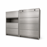Peralatan Dapur Komersial Stainless Steel, Troli Hotel Empat Pintu dengan Bukaan Samping, Desain Postmodern Tersedia