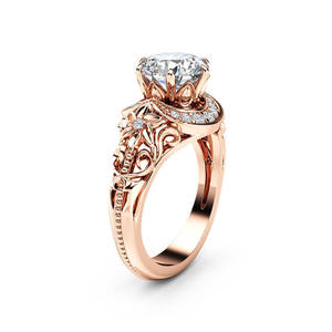Openwork Floral Ring for Women Luxury Rose Tone Fashion Party Wedding Finger Accessory Gift - Product Image 2