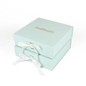 Crown Win Personalized Light Blue Coated Rigid <b>Magnet</b> Box with Laser Holographic Logo Printed Ribbon Tapes Foldable for Shipment - Product Image 1