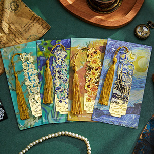 Marcapáginas de Metal con Diseño de Panda, Estilo Chino Retro Antiguo, Pintura al Óleo de Van Gogh, Detalle Calado Exquisito, Clásico, Cultural y Creativo - Product Image 4