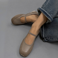 Chaussures plates légères à double bride de style minimaliste, semelle antidérapante à picots, doublure en peau de mouton pour un confort quotidien, décontractées pour femmes
