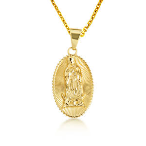 Guadalupe Filigree เคร่งศาสนา <span class=keywords><strong>Virgin</strong></span> <span class=keywords><strong>Mary</strong></span> <span class=keywords><strong>Medallion</strong></span> จี้สแตนเลสกันน้ำสร้อยคอเครื่องประดับแฟชั่นสำหรับผู้หญิง - Product Image 1
