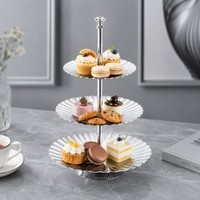 Support à dessert ovale moderne et durable à 3 niveaux en acier inoxydable, plateau de service pour gâteaux, collations, présentation de table de fête, décoration
