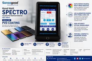 เครื่องวัดสเปกโตรโฟโตมิเตอร์แบบมือถือ 400-700 นาโนเมตร เครื่องวัดสีแบบพกพา พร้อมไฟ LED และเซ็นเซอร์ออปติคอลสำหรับการวัดการเคลือบ PVD - Product Image 2