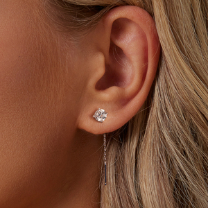 Factory <strong>Wholesale</strong> Classic Design Fashion Jewelry Sparkling Earrings Long Tassels 925 Sterling Silver Ladies Moissanite Earrings - Product Image 4
