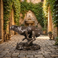 Figurine de panthère rampante en bronze artisanale - Taille entièrement personnalisable, pose de traquement et finition patine antique, sculpture en bronze