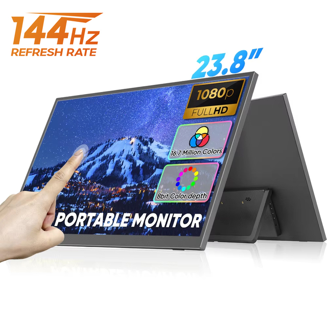 SIBOLAN 23.8" LCD 144Hz Gaming Monitor 1920x1080 FHD IPS TouchScreen Portable Laptop Monitor with Stand