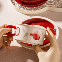 Ensemble tasse et soucoupe en céramique minimaliste sous glaçure, motif fruits, pour latte art, portable, pour le thé de l'après-midi et le petit-déjeuner