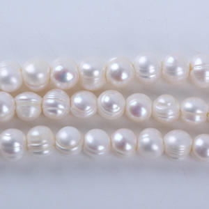 Cuentas de Agua Dulce Naturales al por Mayor, 18 cm, Casi Redondas, 9-10 mm, Producto Semiterminado con Orificio de 2.5 mm - Product Image 4