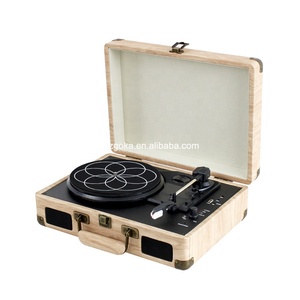 Tourne-disque vinyle de qualité supérieure à 3 vitesses, lecteur de disques vinyles, couleur bois, revêtement en cuir PU, entraînement par courroie, gramophone - Product Image 2