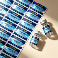 Autocollants en vinyle holographique laser personnalisés de qualité supérieure, autocollants imperméables résistants à la chaleur, impression de logo pour flacons de peptides de 3 ml/10 ml/30 ml