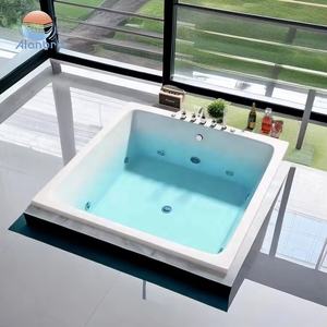 Spa de jardin carré autoportant moderne en acrylique pour 4-5 personnes, chauffé, avec drain intégré et fonction massage, idéal pour villa - Product Image 5