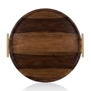 Plateau de service moderne en bois de manguier à un seul niveau, assiette décorative pour la présentation des aliments, pour la maison, l'hôtel, le restaurant, le bar - Artisanat de haute qualité - Product Image 1