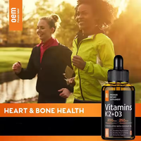 Gouttes de Vitamine D3 K2 Liquide 10000 UI Vitamine D3 200mcg MK-7 K2 avec Huile de Coco MCT Complément Alimentaire OEM Marque Privée