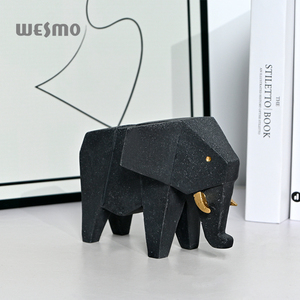 Living Room Desktop Ornaments Modern Sculpture Geometric Animal Statue Resin Handcrafts Black <strong>Elephant</strong> <strong>Decoration</strong> - Product Image 3