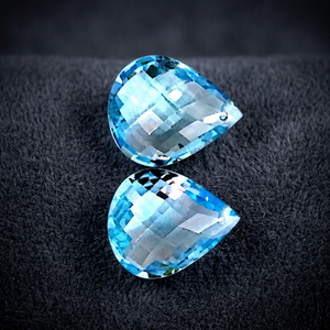 Topacio Azul Cielo Natural Hecho a Mano al por Mayor, 12x16mm, Corte Facetado en Forma de Pera, Piedras Preciosas Sueltas, Certificado por Terceros para Joyería - Product Image 3