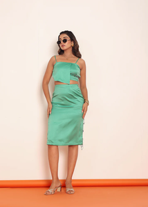 Top con solapa de diamantes de imitación verdes para mujer, elegante, chic, a la moda, para fiestas, eventos nocturnos, verano. - Product Image 4