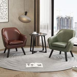 Fauteuil en cuir minimaliste moderne avec rembourrage en mousse souple, chaise de salon à siège unique pour petits espaces - Product Image 1